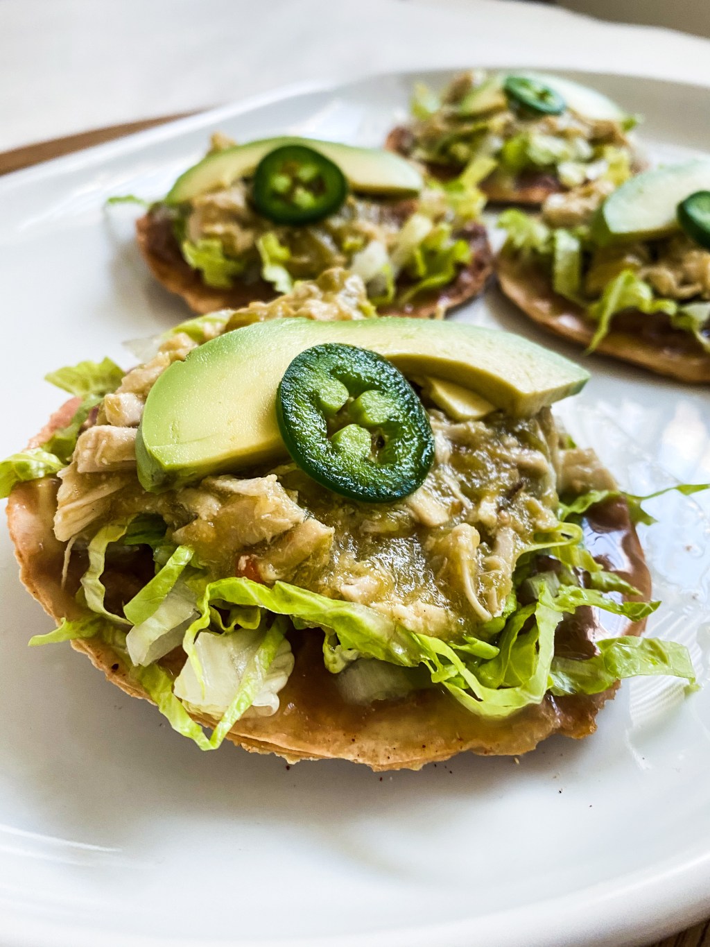 Crockpot Chicken Salsa Verde Tostadas